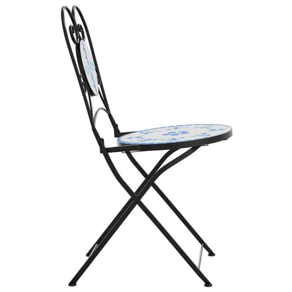 vidaXL foldbare bistrostole, sæt med 2, blå og hvid, keramik