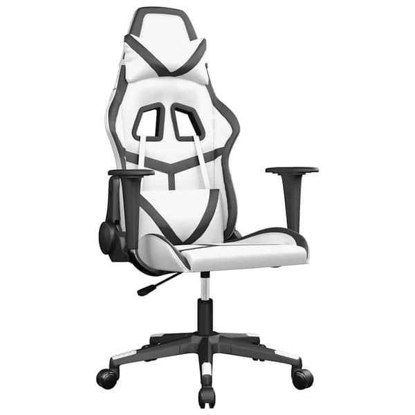 vidaXL massage-gamingstol, sort og hvid, kunstlæder