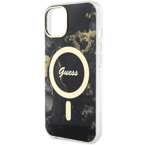 Guess Golden Marble MagSafe-etui til iPhone 14 Plus, sort
