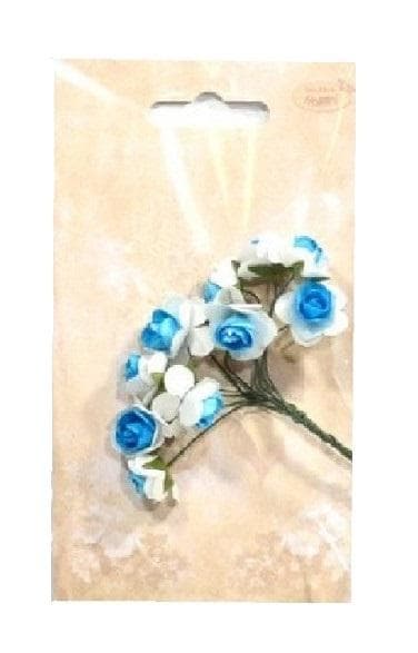 Papirblomster, hvide og blå roser
