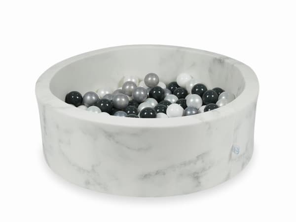 Torrpool 90x30 marmor med 200 bollar: vit, pärlfärgad, silver, grafit