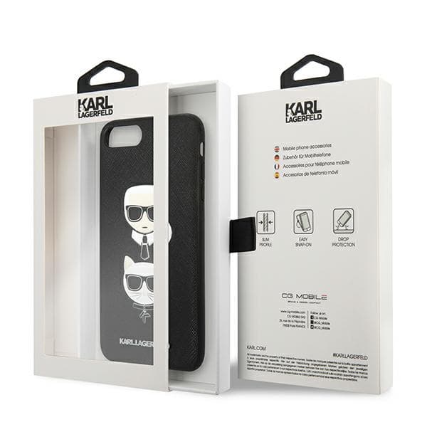 Karl Lagerfeld Saffiano Karl&Choupette Head-etui til iPhone 7 Plus / 8 Plus, sort