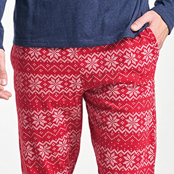 Herrpyjamas med broderi, bekväma sovkläder, blå Herrpyjamas med broderi, bekväma sovkläder, blå