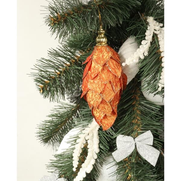 Orange istapphänge med glitter 14 cm