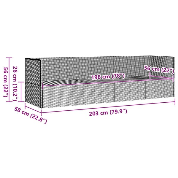 vidaXL haveliggestol med hynder, sort, polyrattan