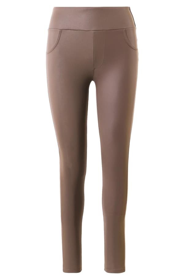 MORAJ damleggings konstläder högt midja beige S