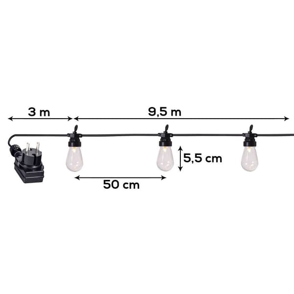 LED-puutarhavaloketju 12,5 m 20 kpl