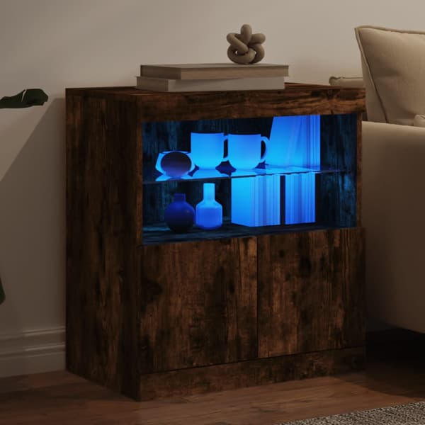 vidaXL LED-skab røget eg 60x37x67 cm