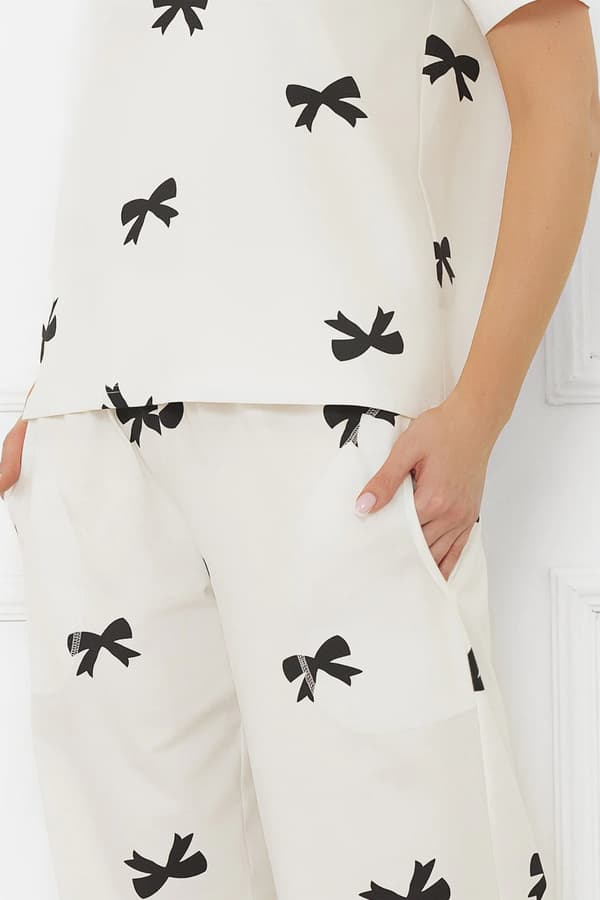 Dampyjamas, kortärmade, långbyxor, Figaro M