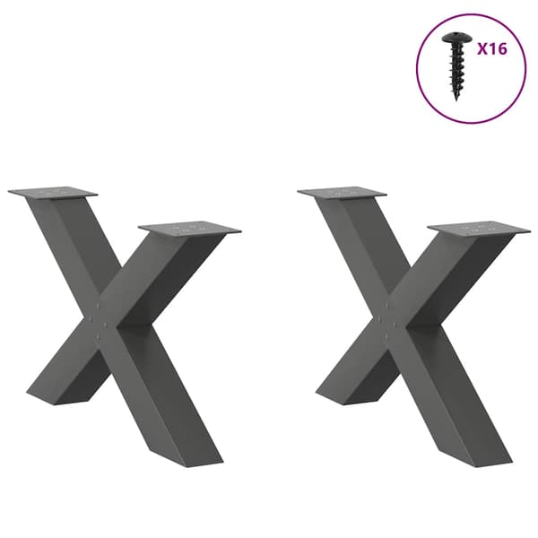 vidaXL X-formade soffbordsben 2 st antracit