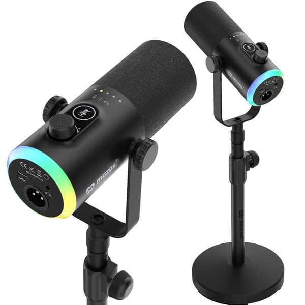 MOZOS GM-ONE svart dynamisk mikrofon USB XLR RGB LED