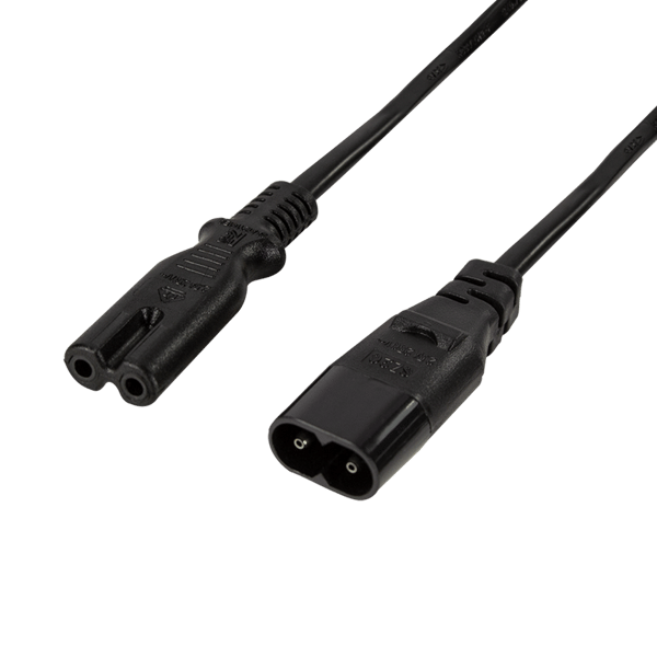 LogiLink IEC C8 til IEC C7 strømforlængerkabel, 2m, sort, universal