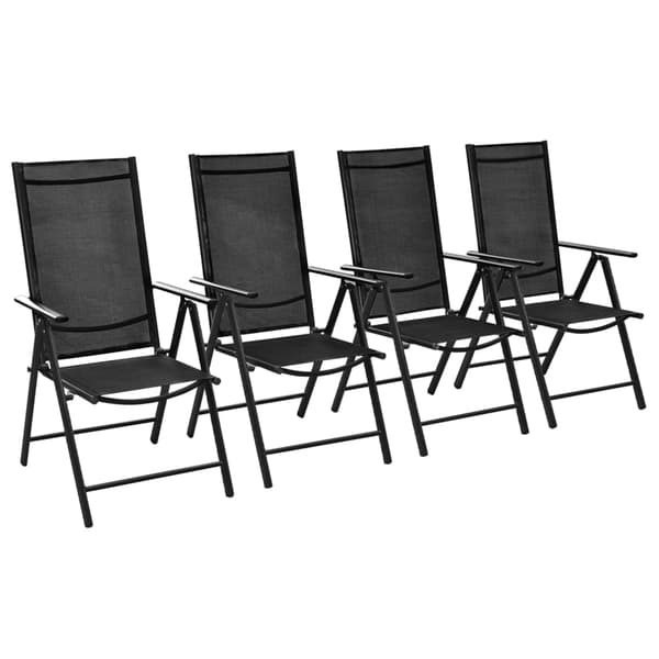 vidaXL klappelige havestole, sæt med 4, aluminium/tekstil, sort