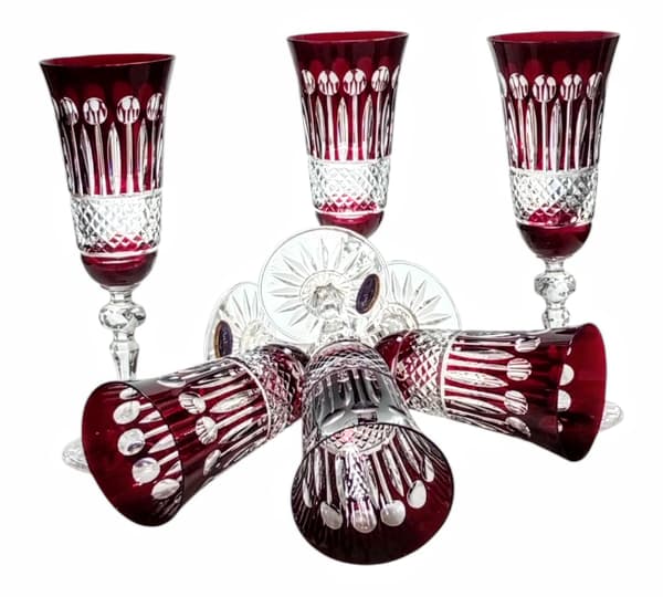 Rubinfärgade kristall champagneglas 150 ml franska