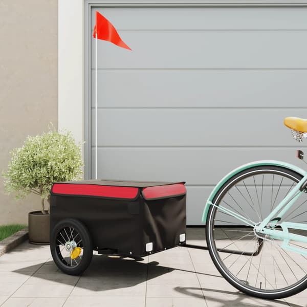 vidaXL cykelanhænger, sort og rød, 30 kg, jern