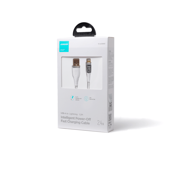 Kabel med smart switch USB-A - iPhone Lightning 1,2m - vit