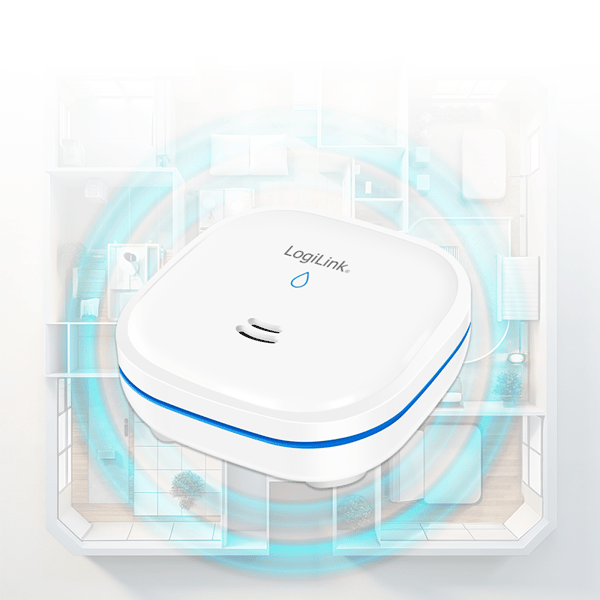 LogiLink Vattenläckagesensor Larm 85dB IP65 Batteri 10 År Detektor Vit