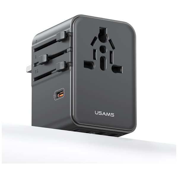 USAMS Rejseadapter CC310 3xUSB-C 70W 4in1 US/AU/EU/UK Sort