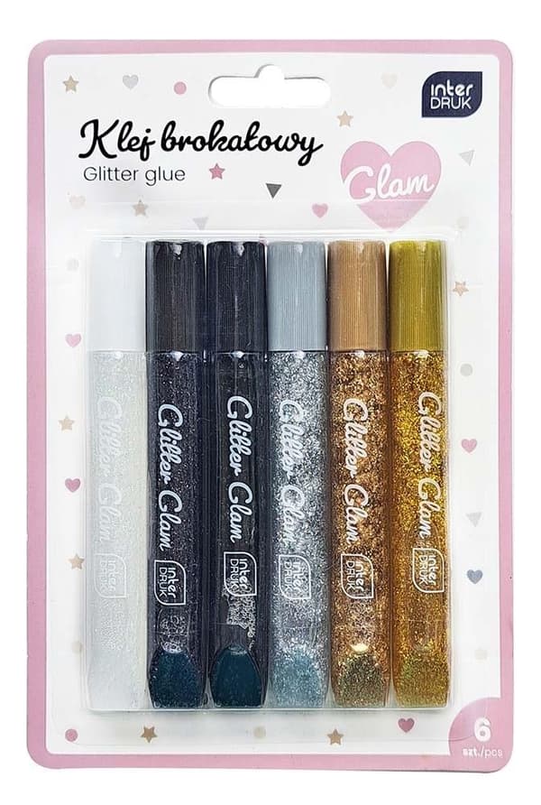 Glam glitter dekorationslim 6 farver