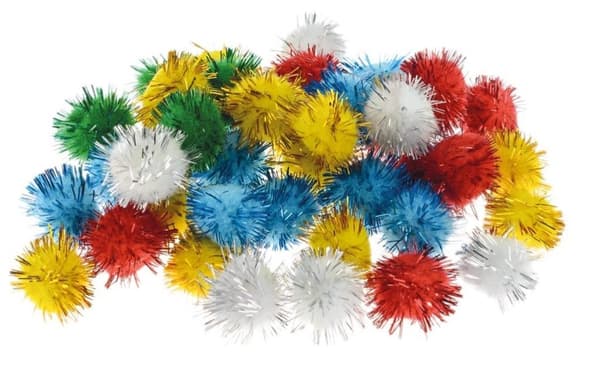 Metalliske pomponer mix 2 cm 40 stk.
