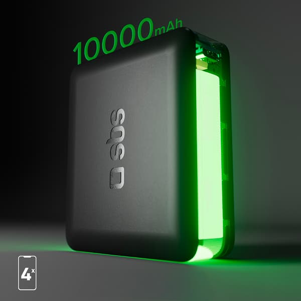 Powerbank 10000 mAh strømforsyning - sort