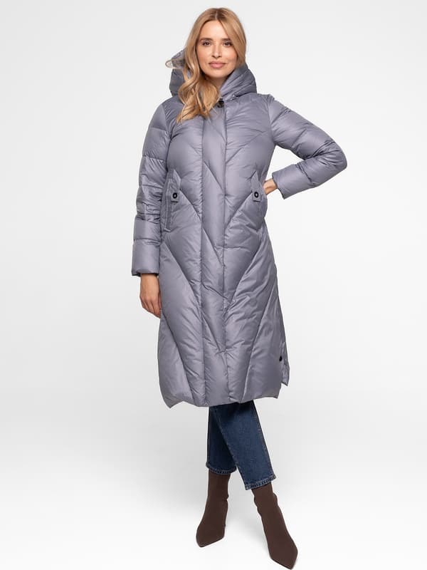 LANG DUNFRAKKE TIL DAMER MED DIAGONAL QUILTNING