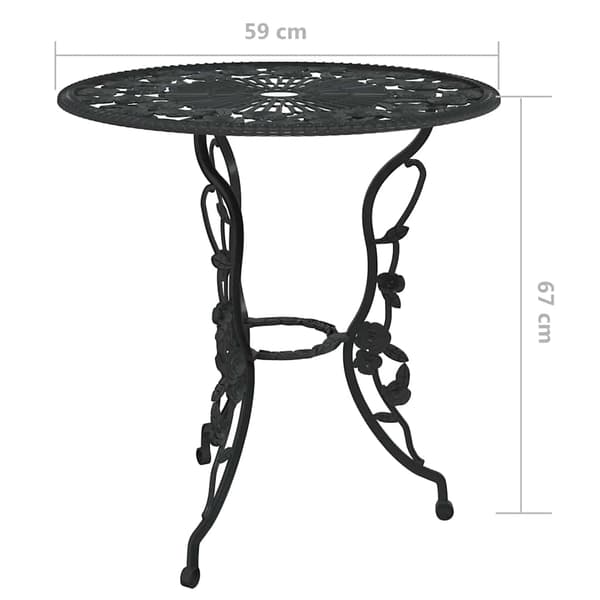 vidaXL 3-delt bistrosæt i aluminiumslegering, sort