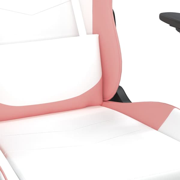 vidaXL gamingstol, hvid og pink, kunstlæder