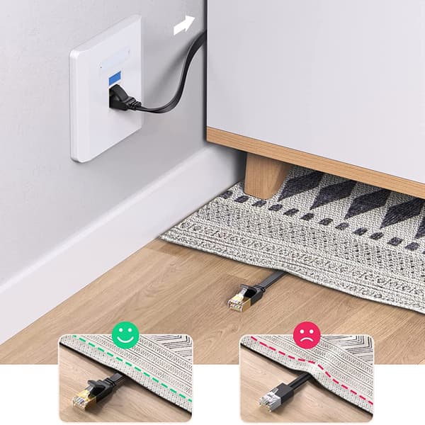 Platt LAN-patchkabel RJ45 Ethernet Cat. 6 15m svart