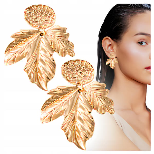 Elegante øreringe med bladguld ST146