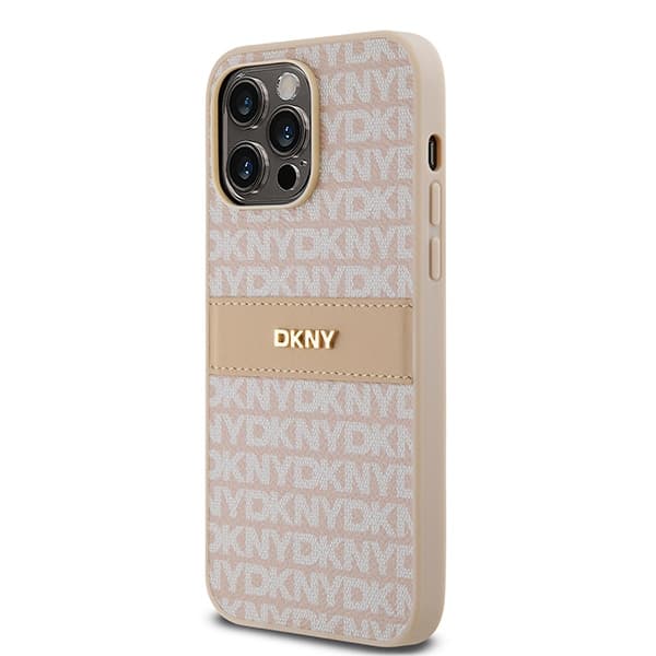 DKNY DKHCP14XPRTHSLP iPhone 14 Pro Max6.7" pink hardcase Læder Mono Stripe & Metal Logo