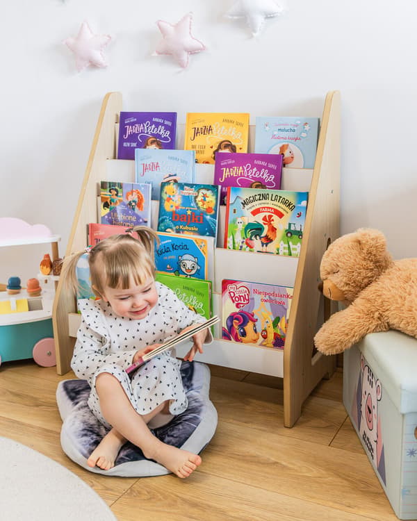 Montessori Maxi Bokhylla för Barn Ek/Vit