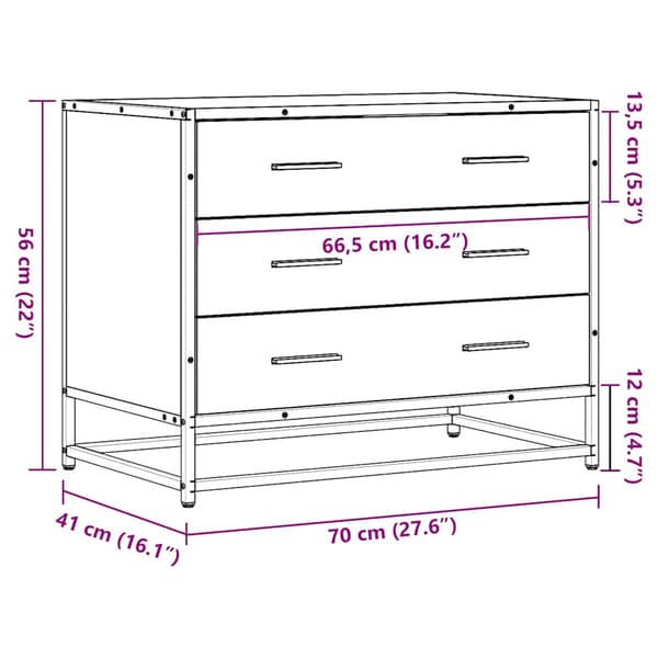 vidaXL kommode, sort, 70x41x56 cm, træbaseret materiale