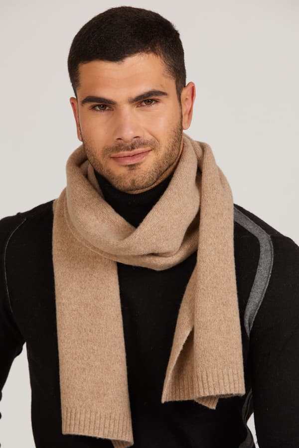 Herrscarf "SZALIK*02" i kamelfärg