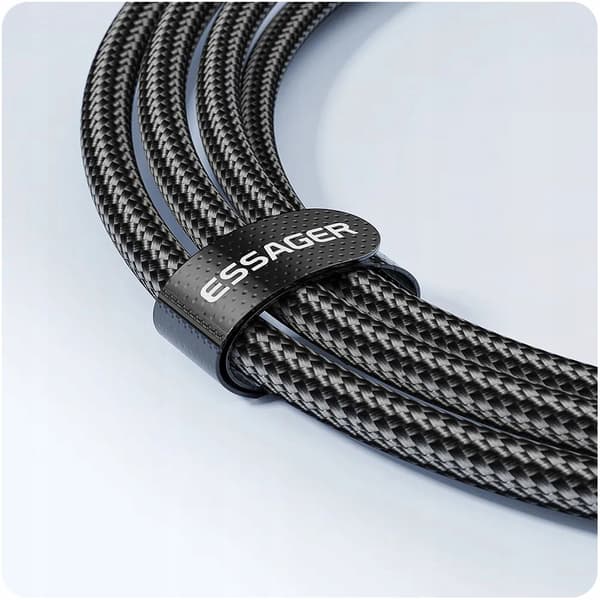 ESSAGER nopea USB A-C-kaapeli 2 metriä 7A, 100W 2 m. MUSTA
