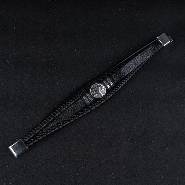 HERRLÄDERARMBAND TITANIUM SVART ARMBAND