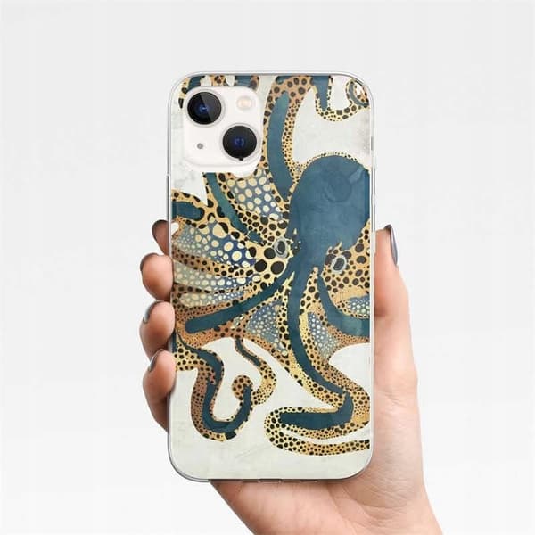 Octopus-etui til iPhone 14 Plus, TPU, blå