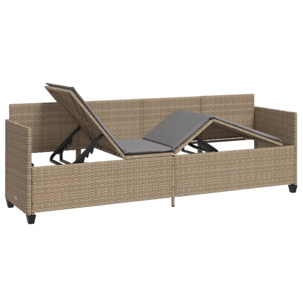 vidaXL Dagbädd med kuddar, beige, polyrotting