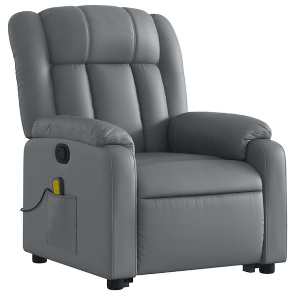 vidaXL Lyftbar massagefåtölj, grå, konstläder
