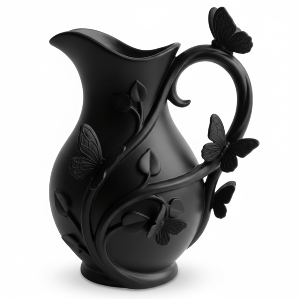 Moderne sort sommerfuglevase til blomster, elegant design