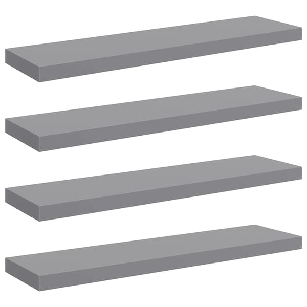 vidaXL Seinähyllyt, 4 kpl, harmaa, 90x23,5x3,8 cm, MDF