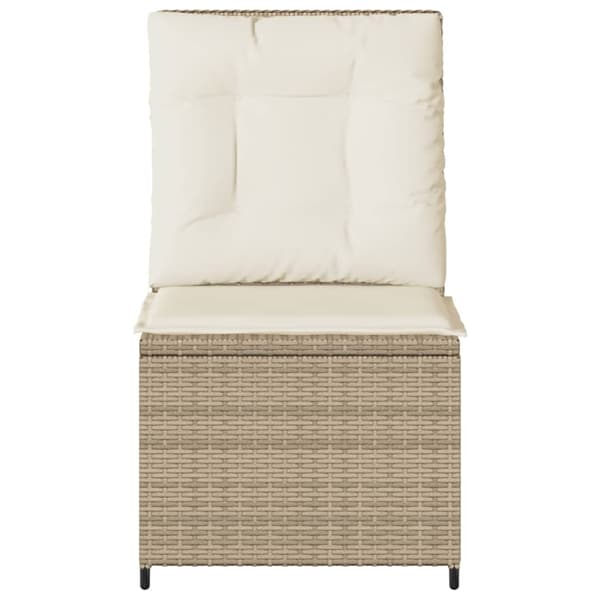 vidaXL Trädgårdsstol med dynor, beige, polyrotting