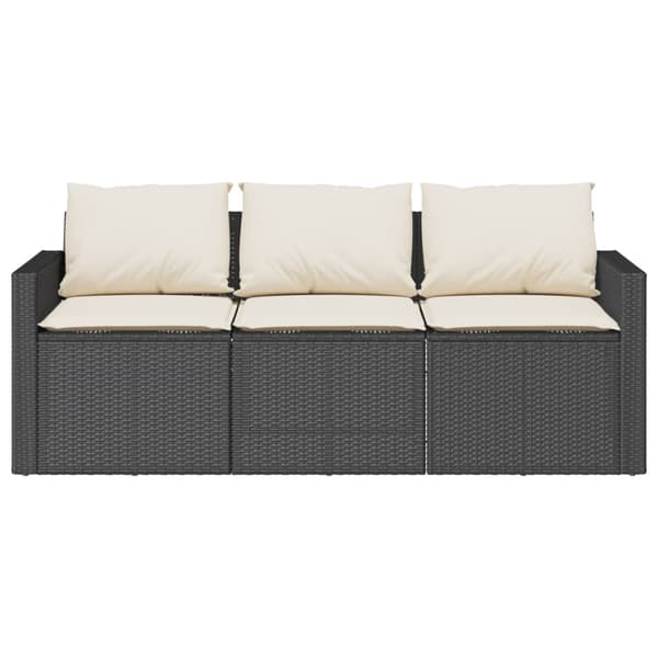 vidaXL havemøbelsæt med 2 dele og hynder, sort, polyrattan