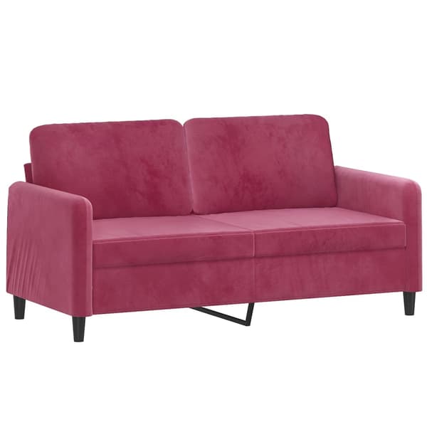 vidaXL 2-sitssoffa med kuddar vinröd 140 cm sammet