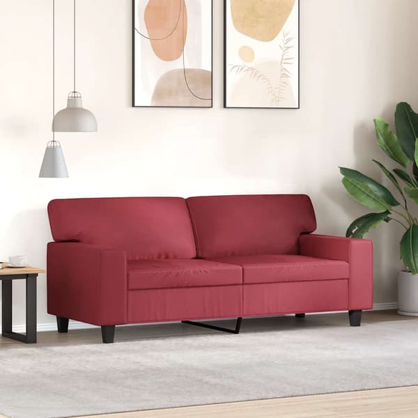 vidaXL 2-sitssoffa vinröd 140 cm konstläder