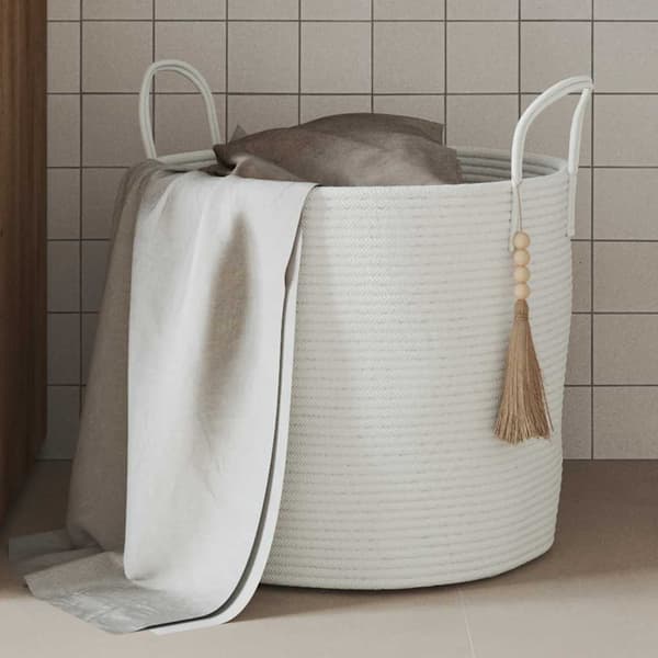 vidaXL Förvaringskorg Vit Ø40x35 cm Bomull