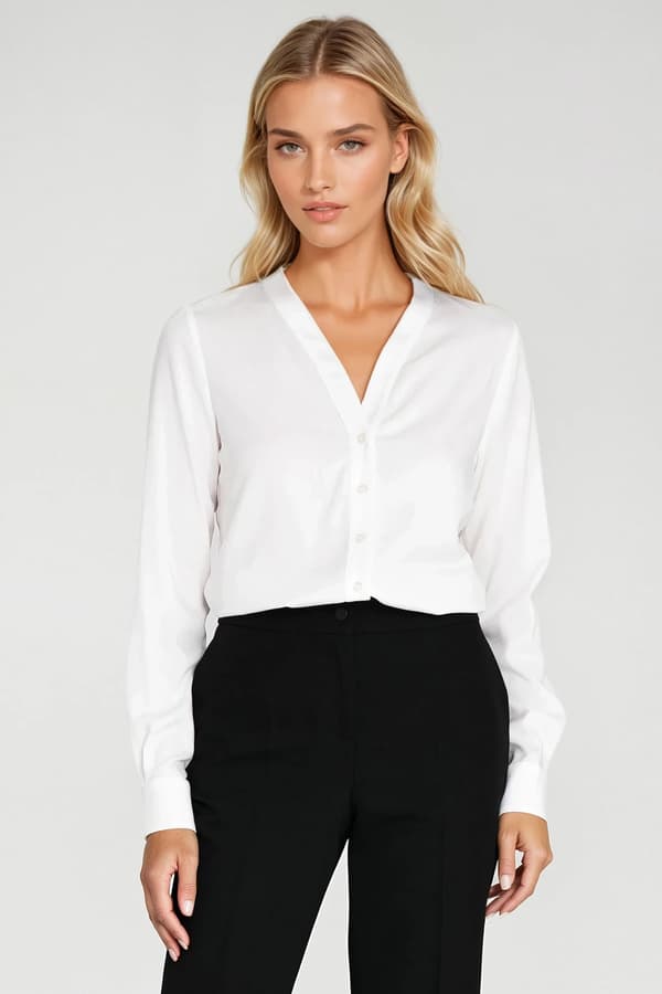 V-ringad blus - ecru 36