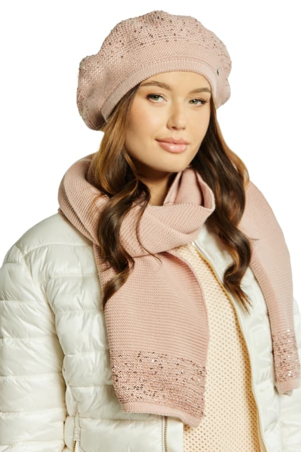 PEONY basker och halsduk med paljetter, rosa