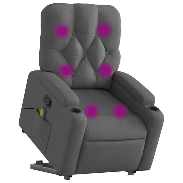 vidaXL Lyftbar massagefåtölj mörkgrå tyg