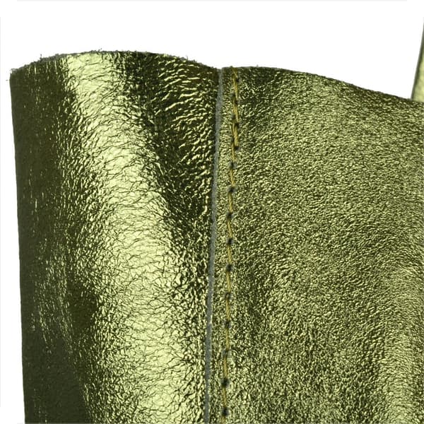 Lätt shoppingväska i läder, olivgrön metallic